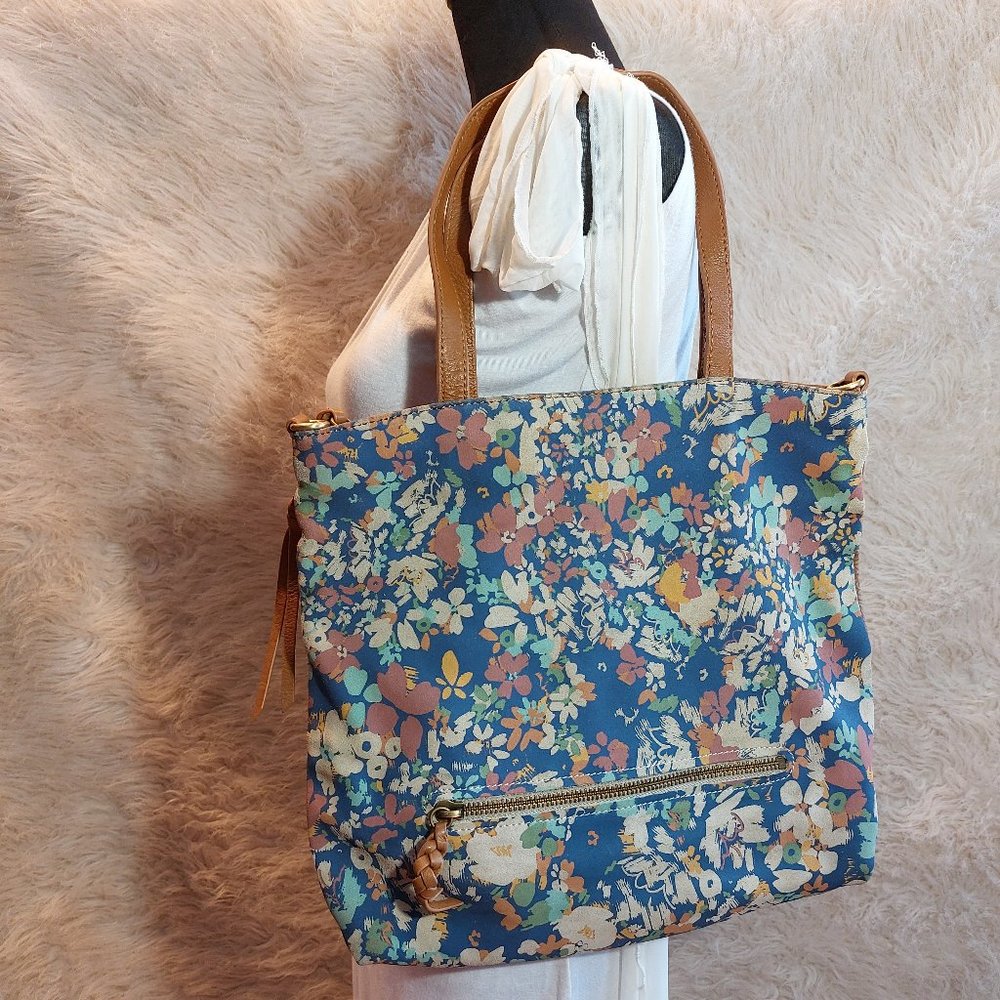 Sanctuary Tan and Suede Floral Leather Tote